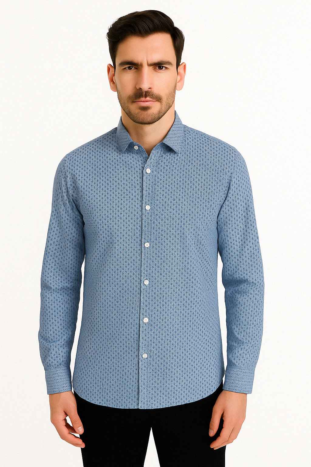 Ανδρικό Πουκάμισο Slim Fit 7355 Μπλέ