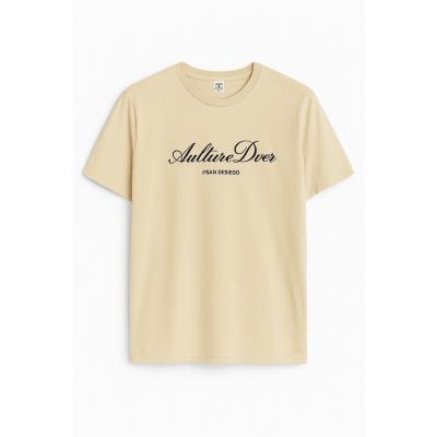 Ανδρικό Βαμβακερό T-Shirt Aulture Over A2516-3 Μπέζ