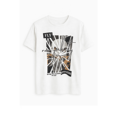 Ανδρικό T-Shirt Βαμβακερό Fly Generation N1373-3 Ασπρο