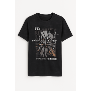 Ανδρικό T-Shirt Βαμβακερό Fly Generation N1373-2 Μαύρο
