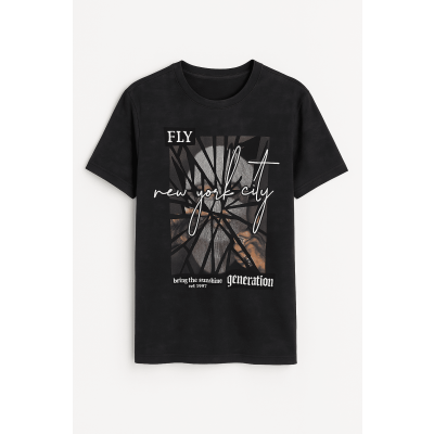 Ανδρικό T-Shirt Βαμβακερό Fly Generation N1373-2 Μαύρο