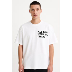 Ανδρικό Βαμβακερό Oversize T-Shirt WW110STS-8 Ασπρό