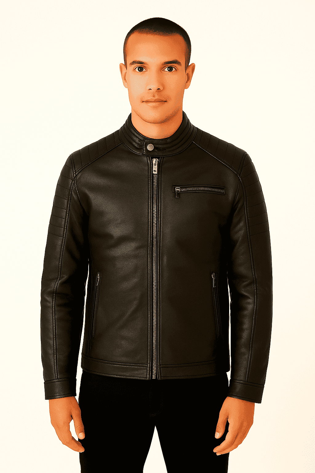 Ανδρικό μπουφάν δερματίνη LB72-1 Μαύρο