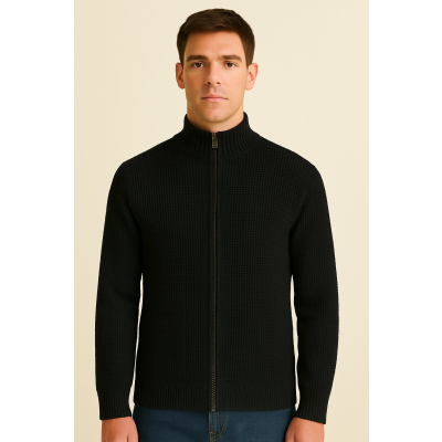 Ανδρική πλεκτή ζακέτα ZZ190211-1 Μαύρη