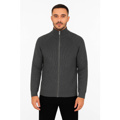 Ανδρική πλεκτή ζακέτα ZZ190216-2 Ανθρακί