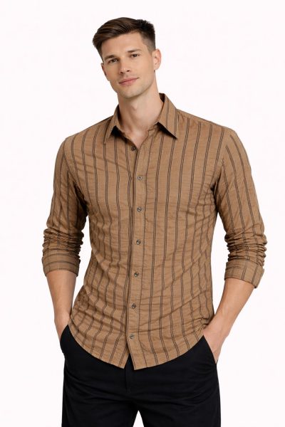 Ανδρικό Πουκάμισο DP52036 Καφέ