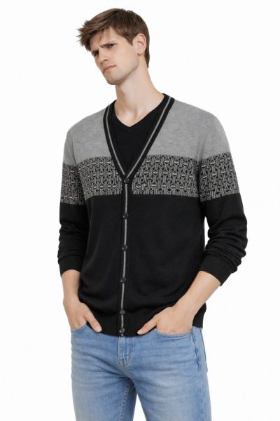 Ανδρική Ζακέτα BL8451 Μαύρο-Γκρί
