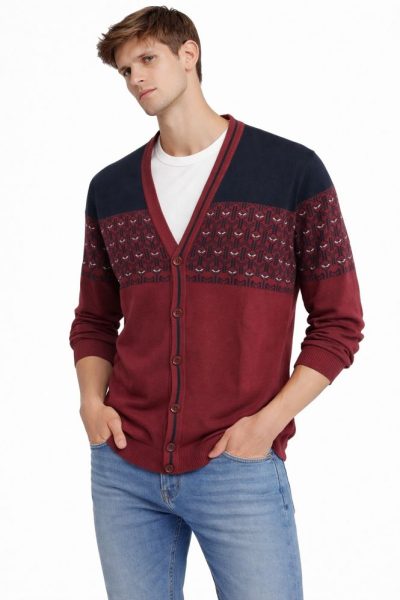 Ανδρική Ζακέτα BL5462 Μπορντό-Μπλέ