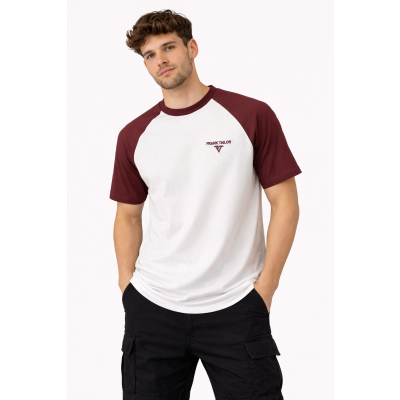 Ανδρικό T-Shirt FE700-2 Ασπρο-Μπορντό