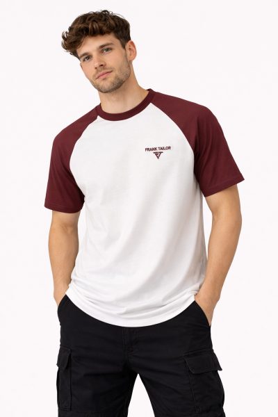 Ανδρικό T-Shirt FE700-2 Ασπρο-Μπορντό