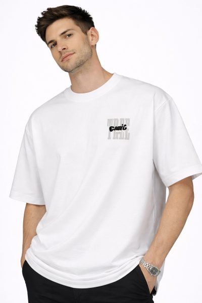 Ανδρικό Oversize T-Shirt 65061-3 Ασπρο
