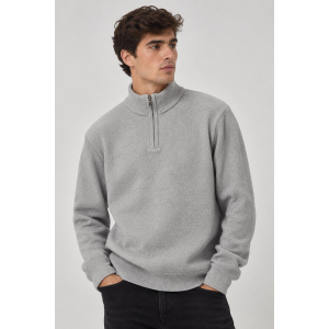Ανδρικό Πλεκτό Πουλόβερ J6956-10 Γκρι με Half Zip