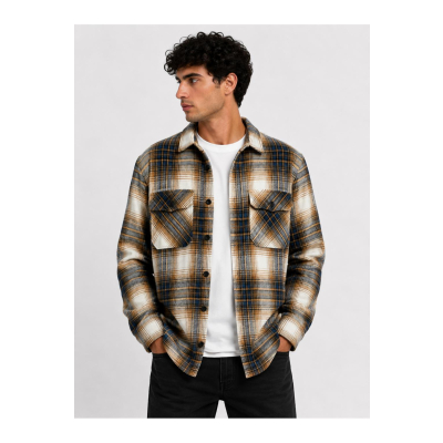 Ανδρικό Πουκάμισο Καρό Overshirt CS-033 Καφέ
