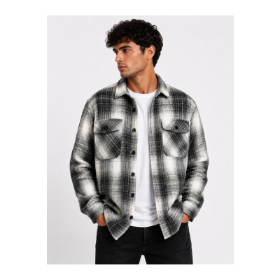 Ανδρικό Πουκάμισο Καρό Overshirt CS-029 Μαύρο